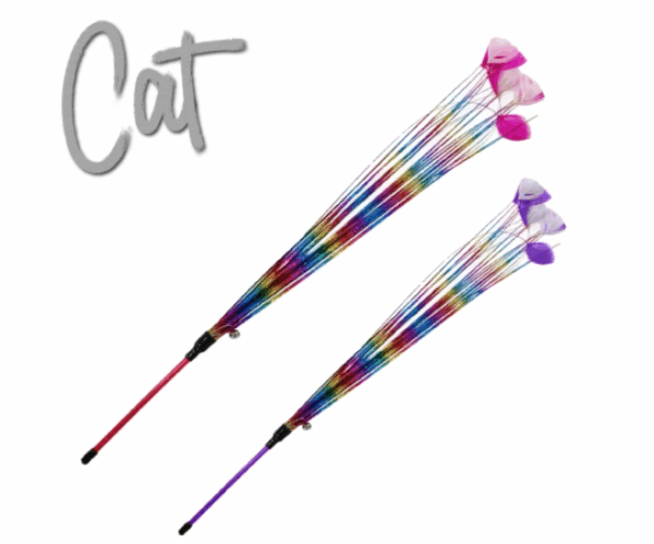 Baguette  à plumes arc-en-ciel pour chat – Image 3